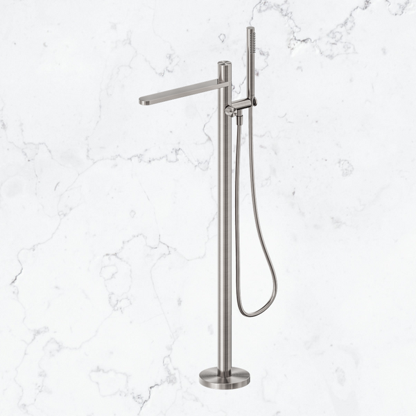 Nero Pure SS316L Progressive Freestanding Bath Mixer Brushed Nickel