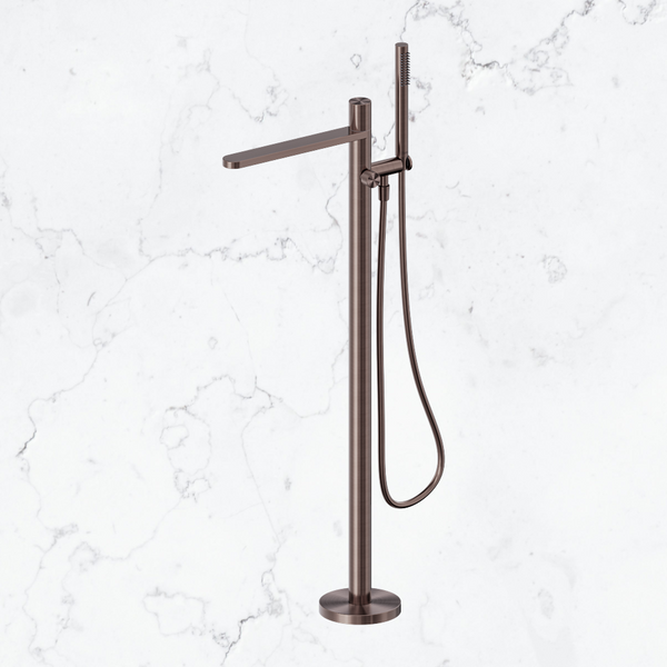 Nero Pure SS316L Progressive Freestanding Bath Mixer Brushed Bronze
