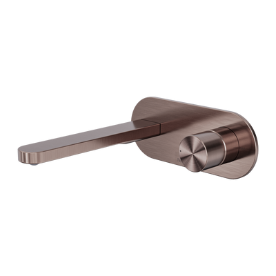 Nero Pure SS316L Progressive Wall Basin/Bath Mixer Brushed Bronze