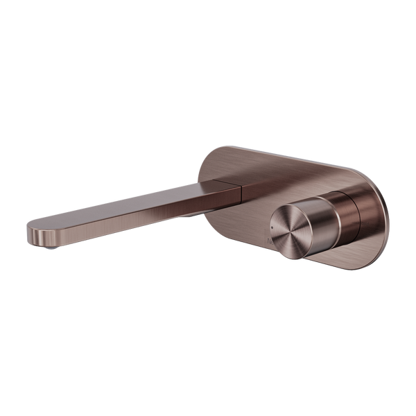 Nero Pure SS316L Progressive Wall Basin/Bath Mixer Brushed Bronze