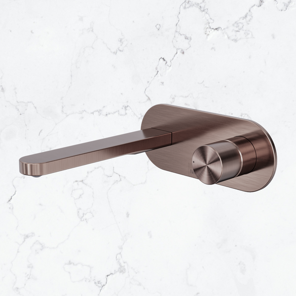 Nero Pure SS316L Progressive Wall Basin/Bath Mixer Brushed Bronze
