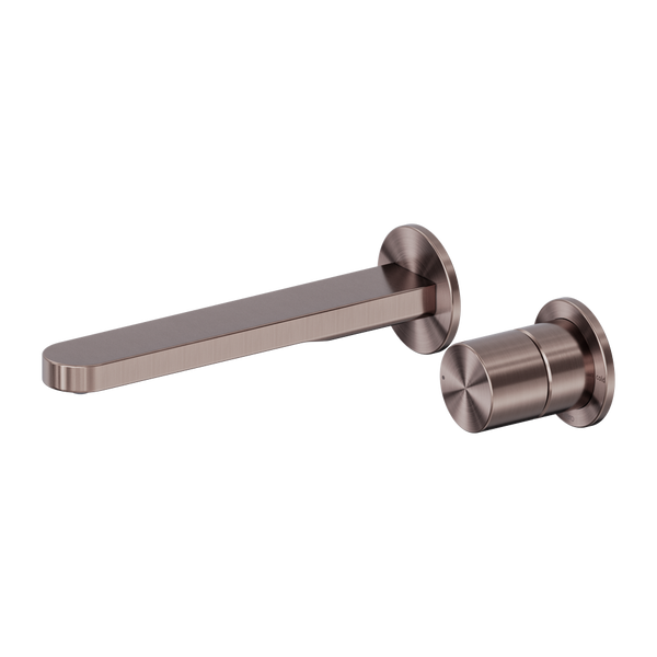 Nero Pure SS316L Progressive Wall Basin/Bath Mixer Separate Back Plate Brushed Bronze