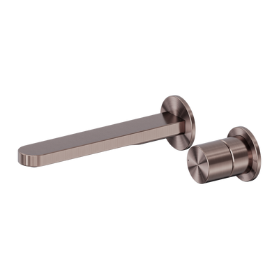 Nero Pure SS316L Progressive Wall Basin/Bath Mixer Separate Back Plate Brushed Bronze