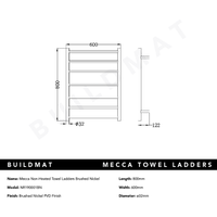 Mecca Non Heated Towel Ladders Brushed Nickel