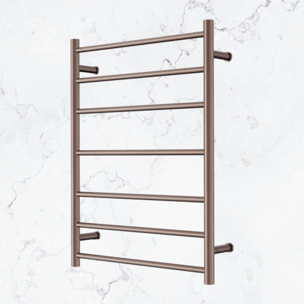 Nero Mecca 240V 7 Bar Heated Towel Ladder Brushed Bronze