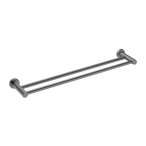 Nero Mecca Double Towel Rail 600mm Brushed Gunmetal