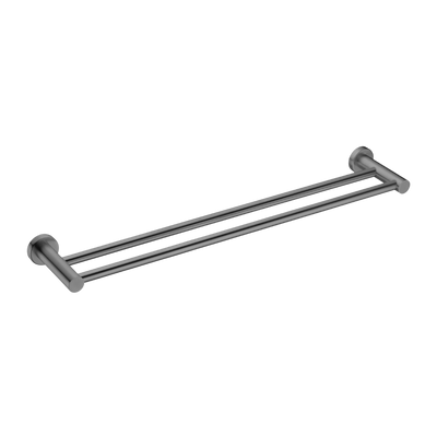 Nero Mecca Double Towel Rail 600mm Brushed Gunmetal