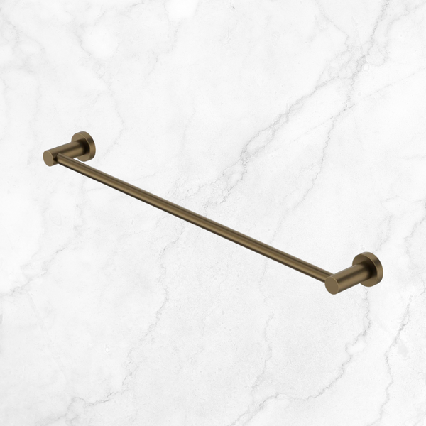 Nero Mecca Single Towel Rail 600mm Tumbled Antique Brass