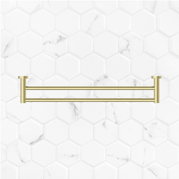 Nero Mecca Double Towel Rail 600mm Brushed Gold