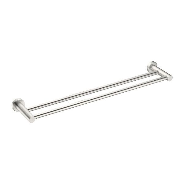 Nero Mecca Double Towel Rail 600mm Brushed Nickel