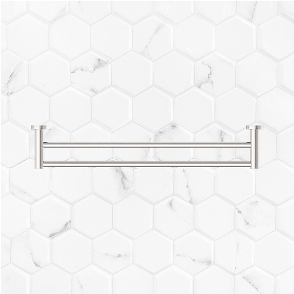 Nero Mecca Double Towel Rail 600mm Brushed Nickel