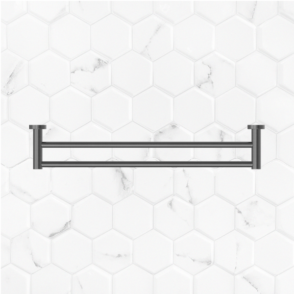 Nero Mecca Double Towel Rail 600mm Brushed Gunmetal
