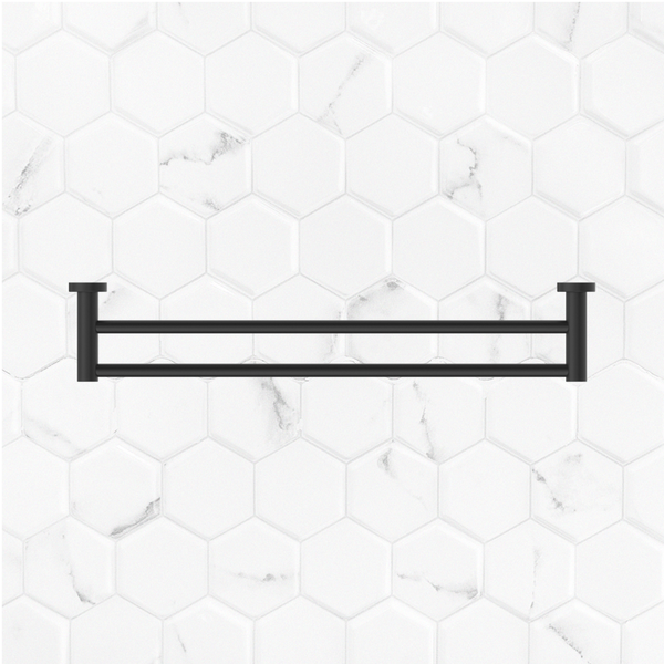 Nero Mecca Double Towel Rail 600mm Matte Black
