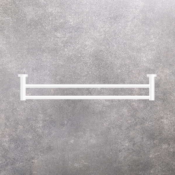 Nero Mecca Double Towel Rail 600mm Matte White