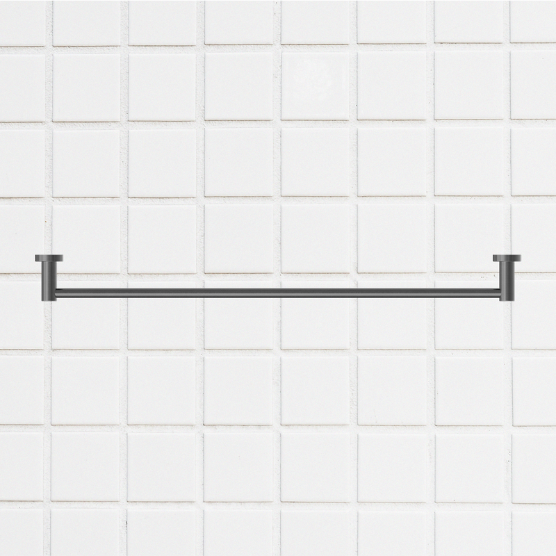 Mecca Single Towel Rail 800mm Brushed Gunmetal