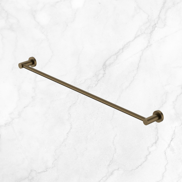 Nero Mecca Single Towel Rail 800mm Tumbled Antique Brass