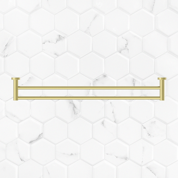 Nero Mecca Double Towel Rail 800mm Brushed Gold