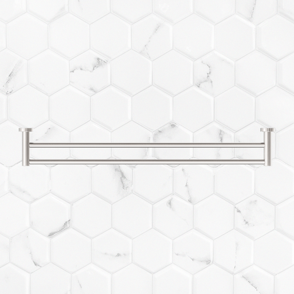 Nero Mecca Double Towel Rail 800mm Brushed Nickel