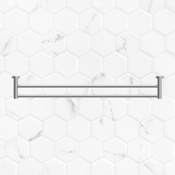 Nero Mecca Double Towel Rail 800mm Chrome