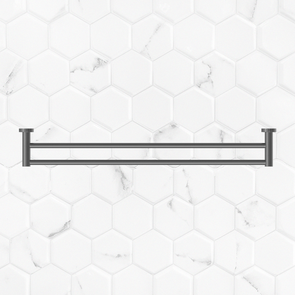 Nero Mecca Double Towel Rail 800mm Brushed Gunmetal