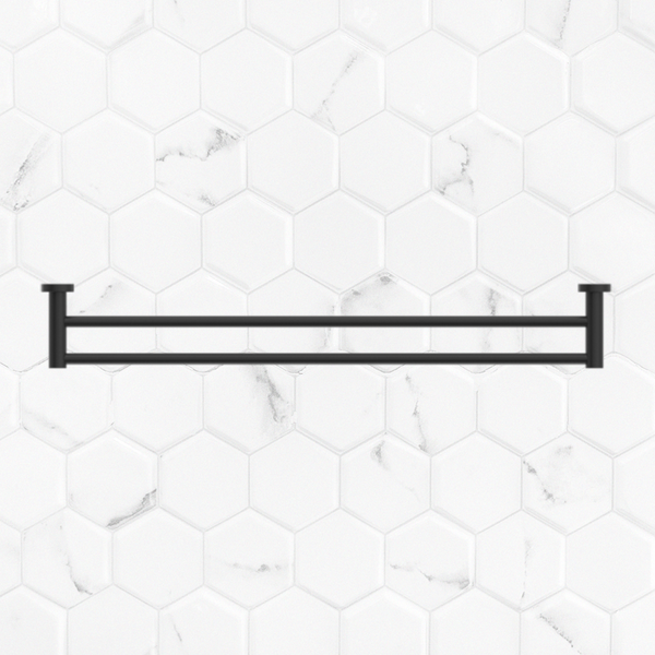 Nero Mecca Double Towel Rail 800mm Matte Black