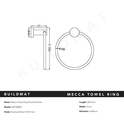 Mecca Hand Towel Ring Brushed Nickel