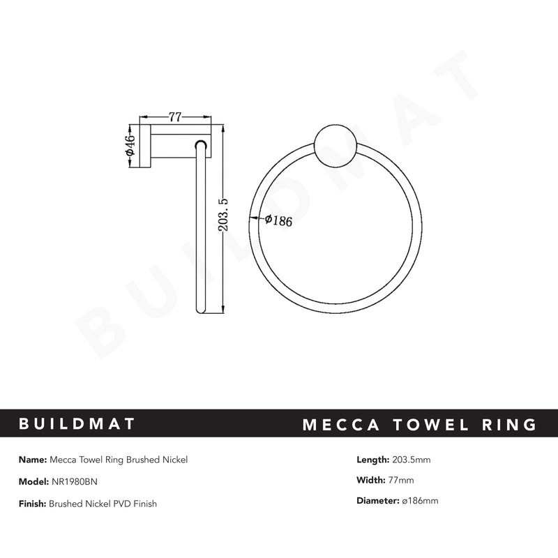 Mecca Hand Towel Ring Brushed Nickel