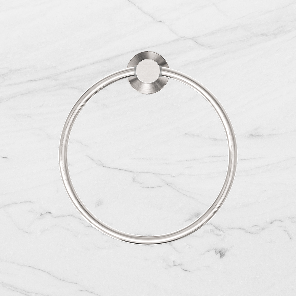 Nero Mecca Hand Towel Ring Brushed Nickel Buildmat