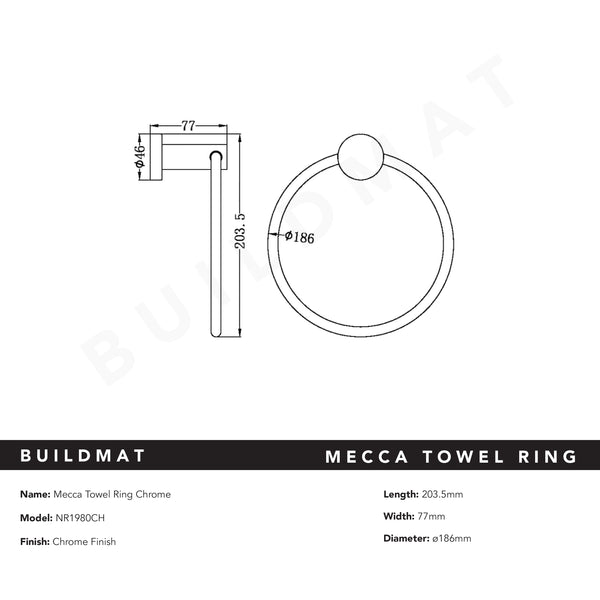 Nero Mecca Hand Towel Ring Chrome