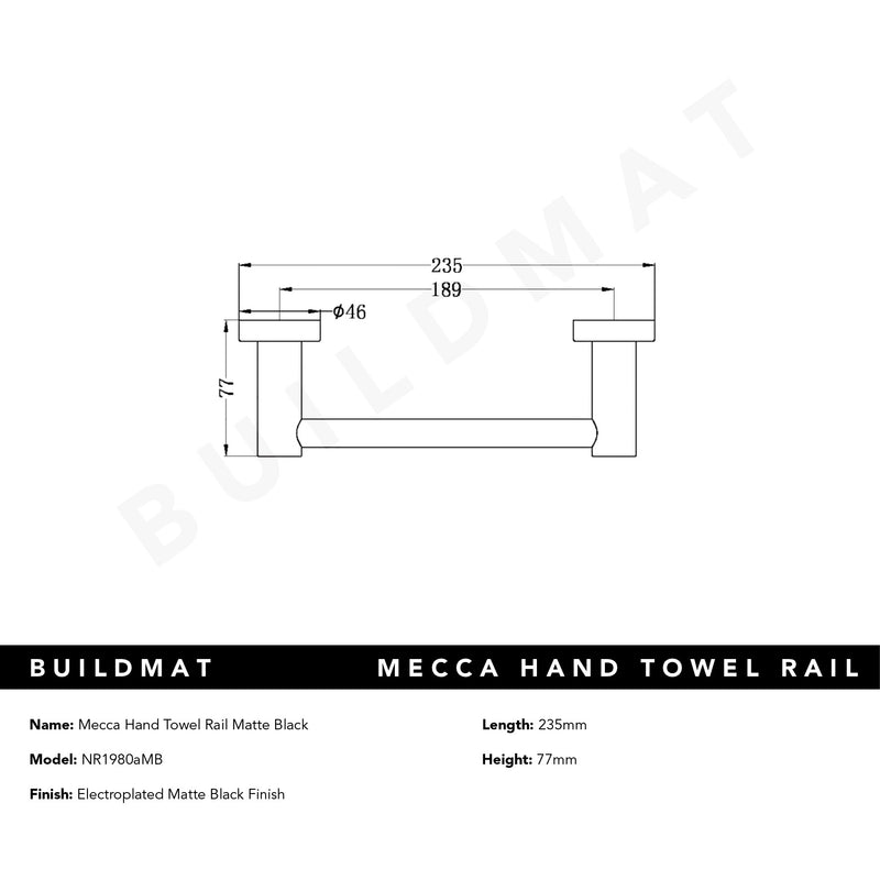Mecca Hand Towel Rail Matte Black