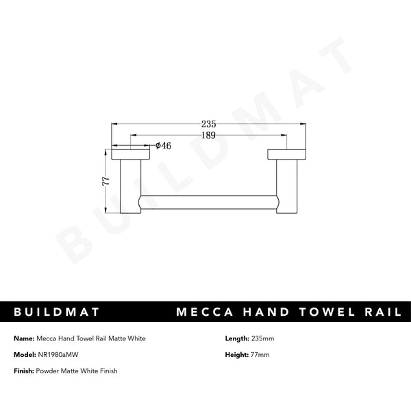 Mecca Hand Towel Rail Matte White