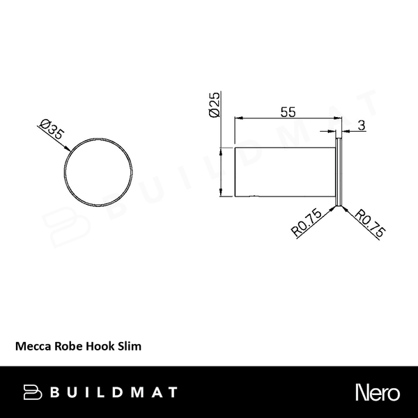 Nero Mecca Robe Hook Slim Matte White