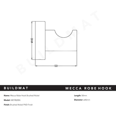 Mecca Robe Hook Brushed Nickel