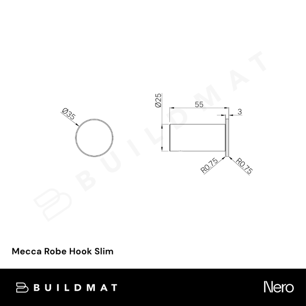 Nero Mecca Robe Hook Slim Tumbled Antique Brass