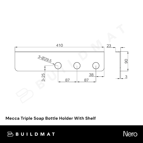 Nero Mecca Triple Soap Bottle Holder With Shelf Matte Black
