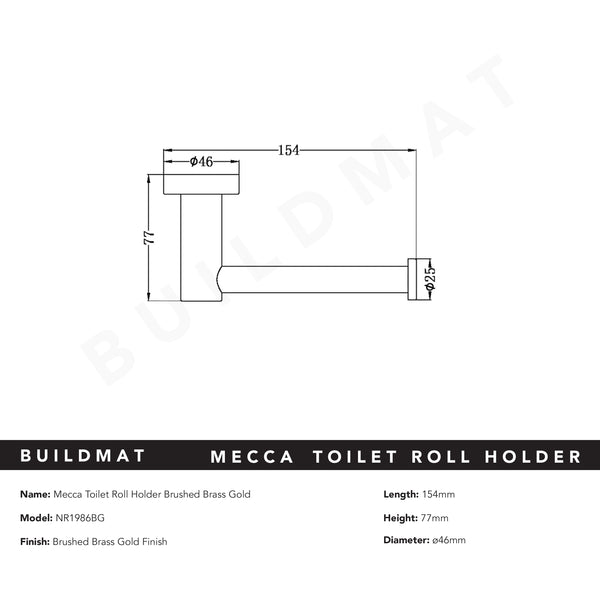 Nero Mecca Toilet Roll Holder Brushed Gold