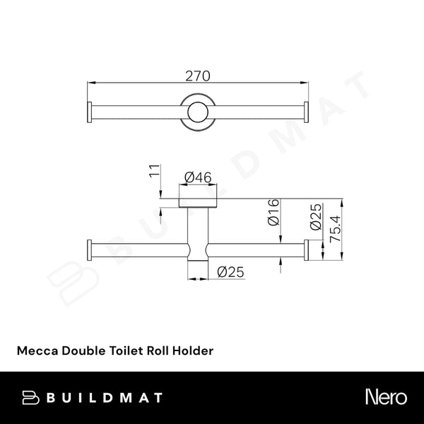 Nero Mecca Double Toilet Roll Holder Matte White