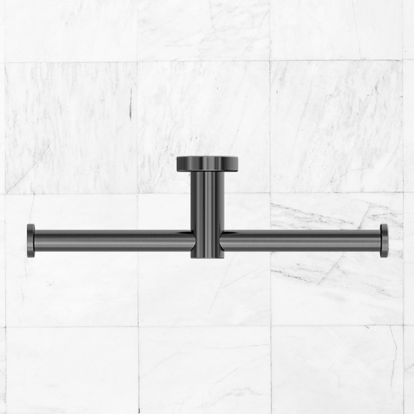 Nero Mecca Double Toilet Roll Holder Brushed Gunmetal