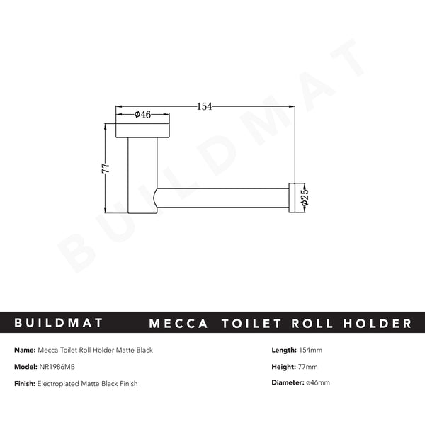 Nero Mecca Toilet Roll Holder Matte Black