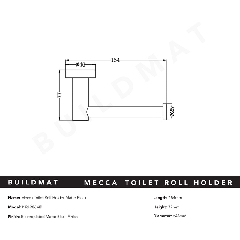 Mecca Toilet Roll Holder Matte Black