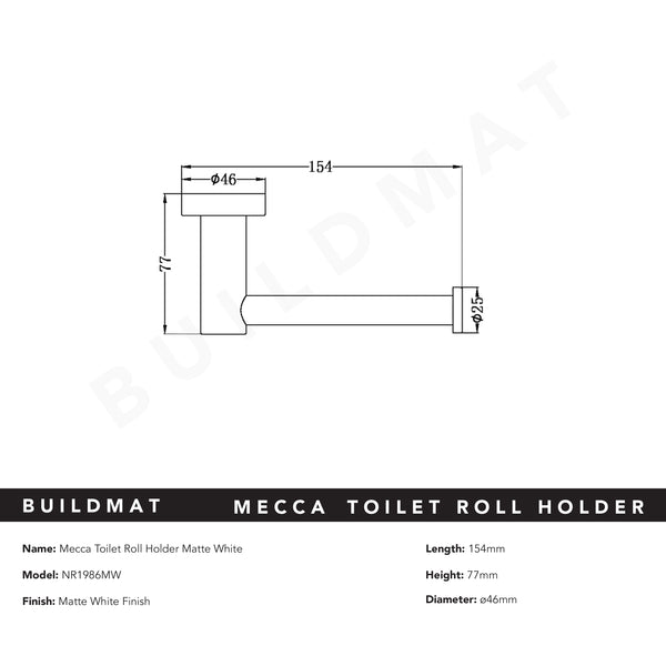 Nero Mecca Toilet Roll Holder Matte White