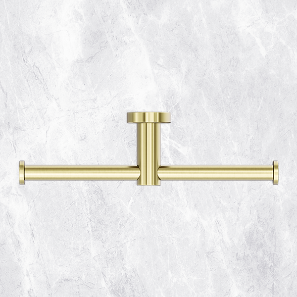 Nero Mecca Double Toilet Roll Holder Brushed Gold