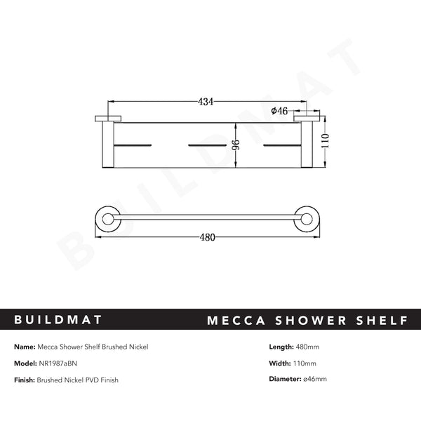 Nero Mecca Shower Shelf Brushed Nickel