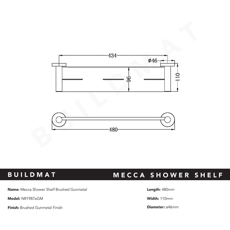 Mecca Shower Shelf Brushed Gunmetal