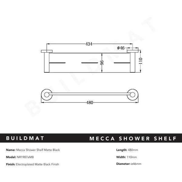 Mecca Shower Shelf Matte Black