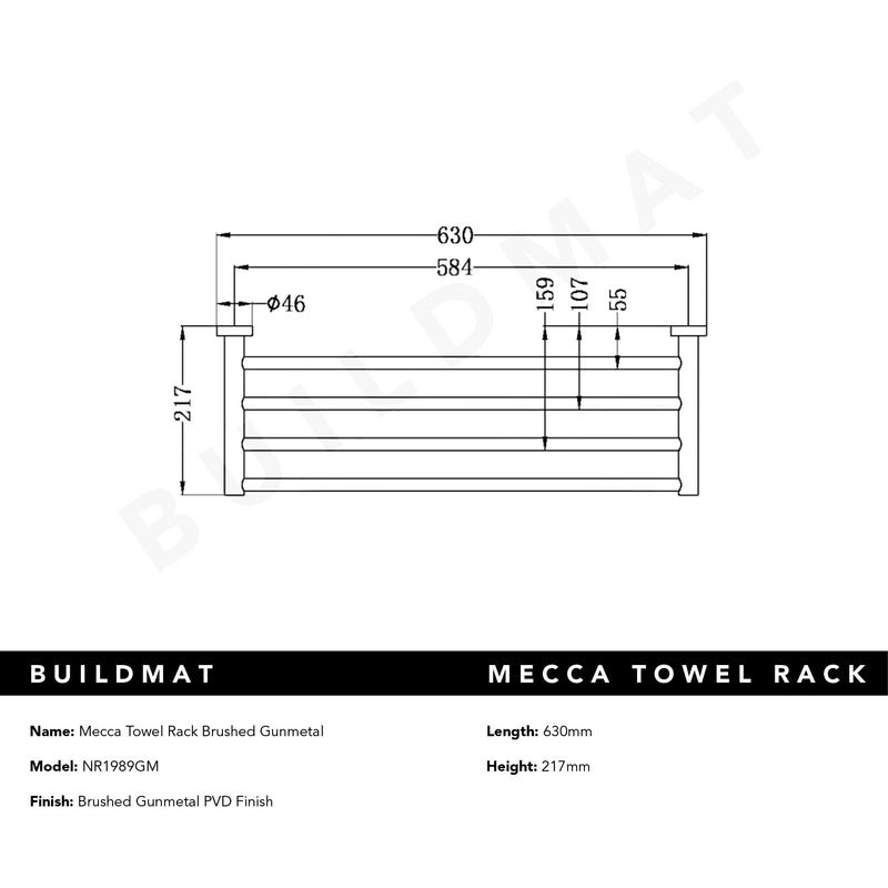 Mecca Towel Rack Brushed Gunmetal