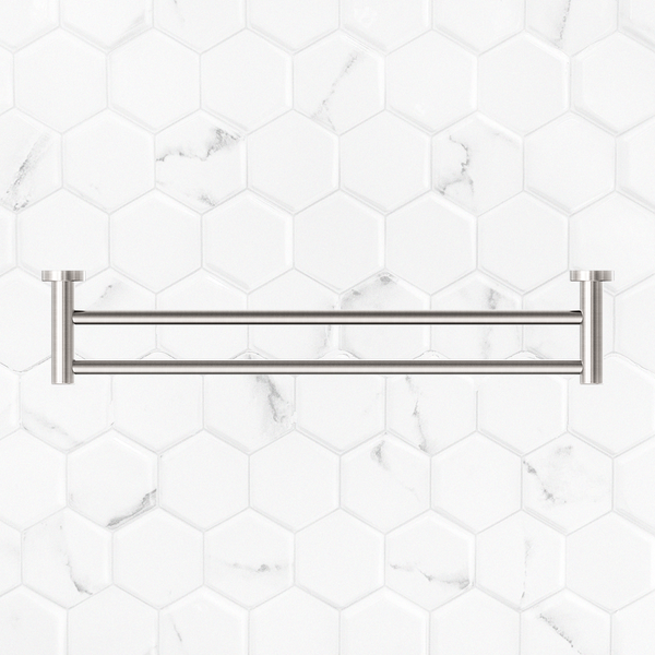 Nero Dolce II Double Towel Rail 600mm Brushed Nickel