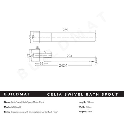 Celia Swivel Bath Spout Matte Black