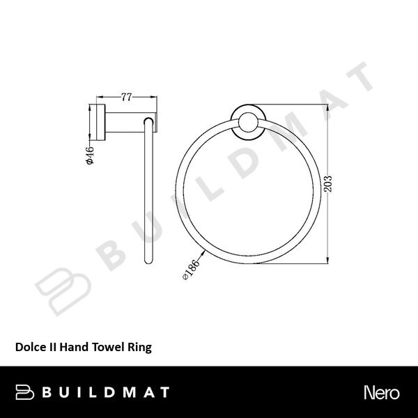 Nero Dolce II Hand Towel Ring Matte Black