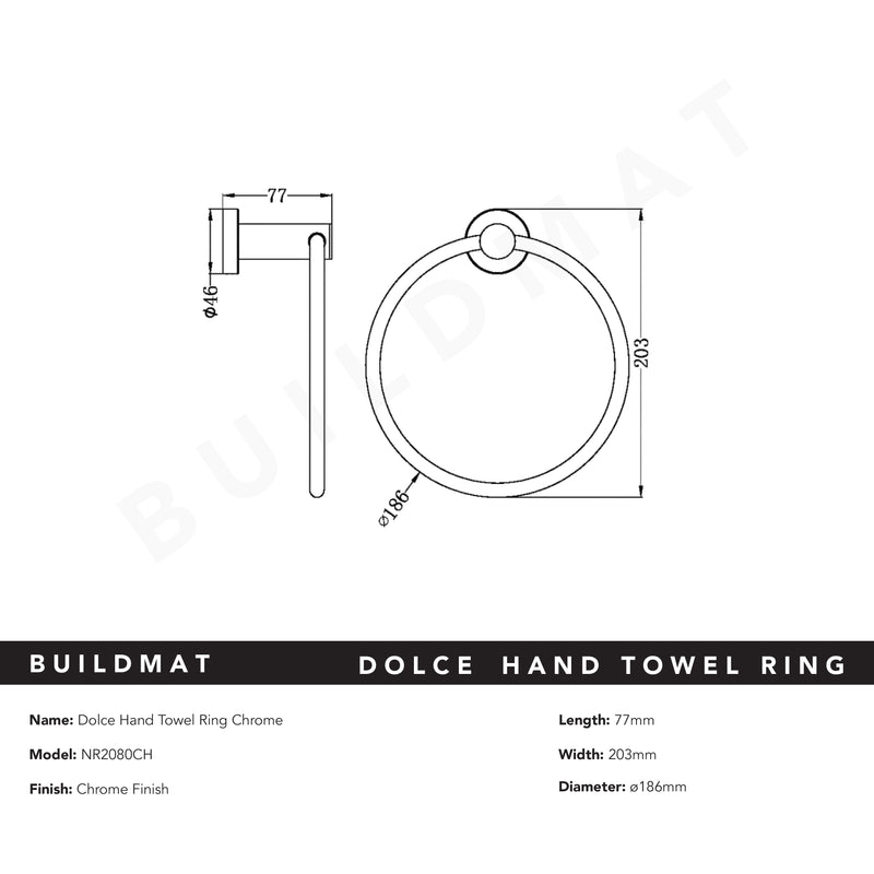 Dolce Hand Towel Ring Chrome